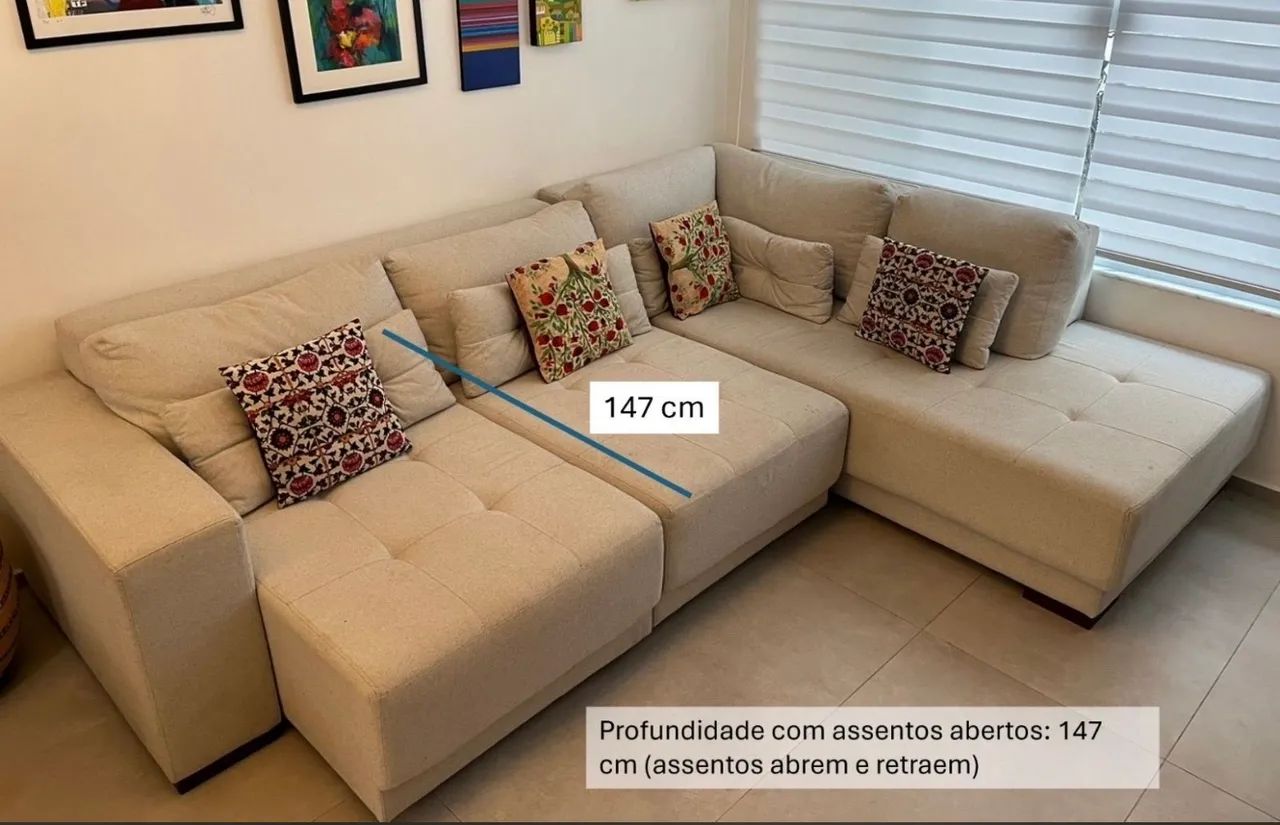 Sofá Retrátil 5 lugares com Chaise Long - Foto 3