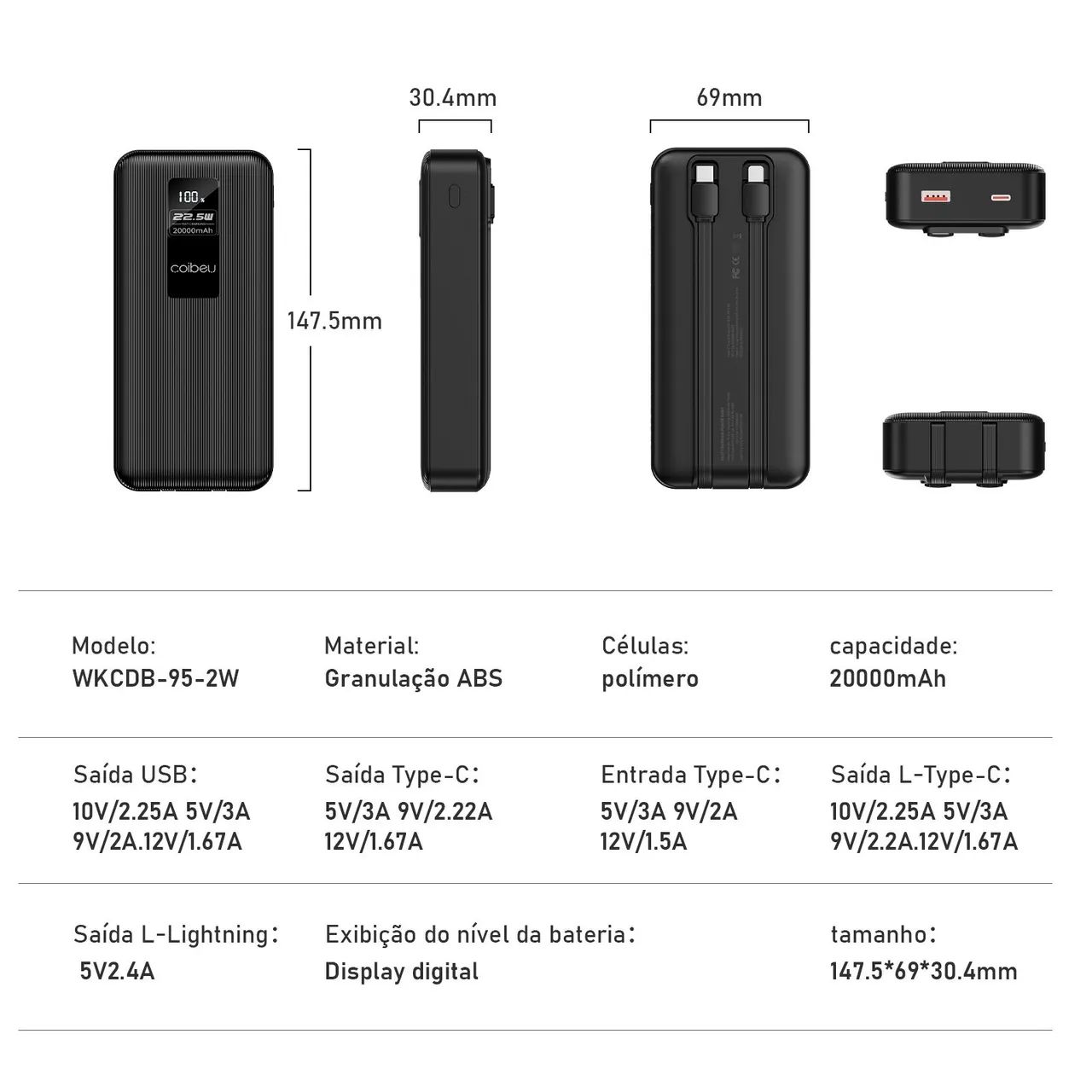 Powerbank 20mil MAh IPhone e Android NOVO - Foto 2