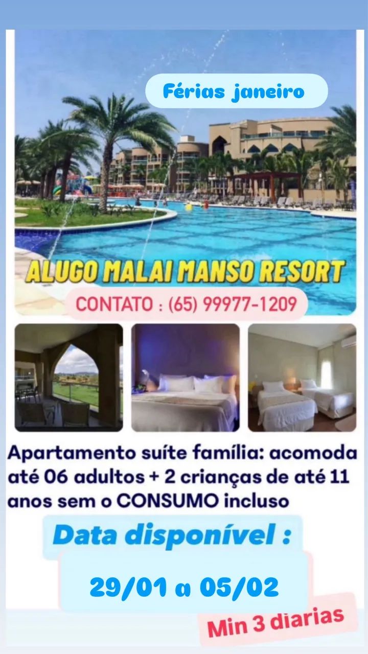 Férias de janeiro e carnaval no MALAI MANSO RESORT