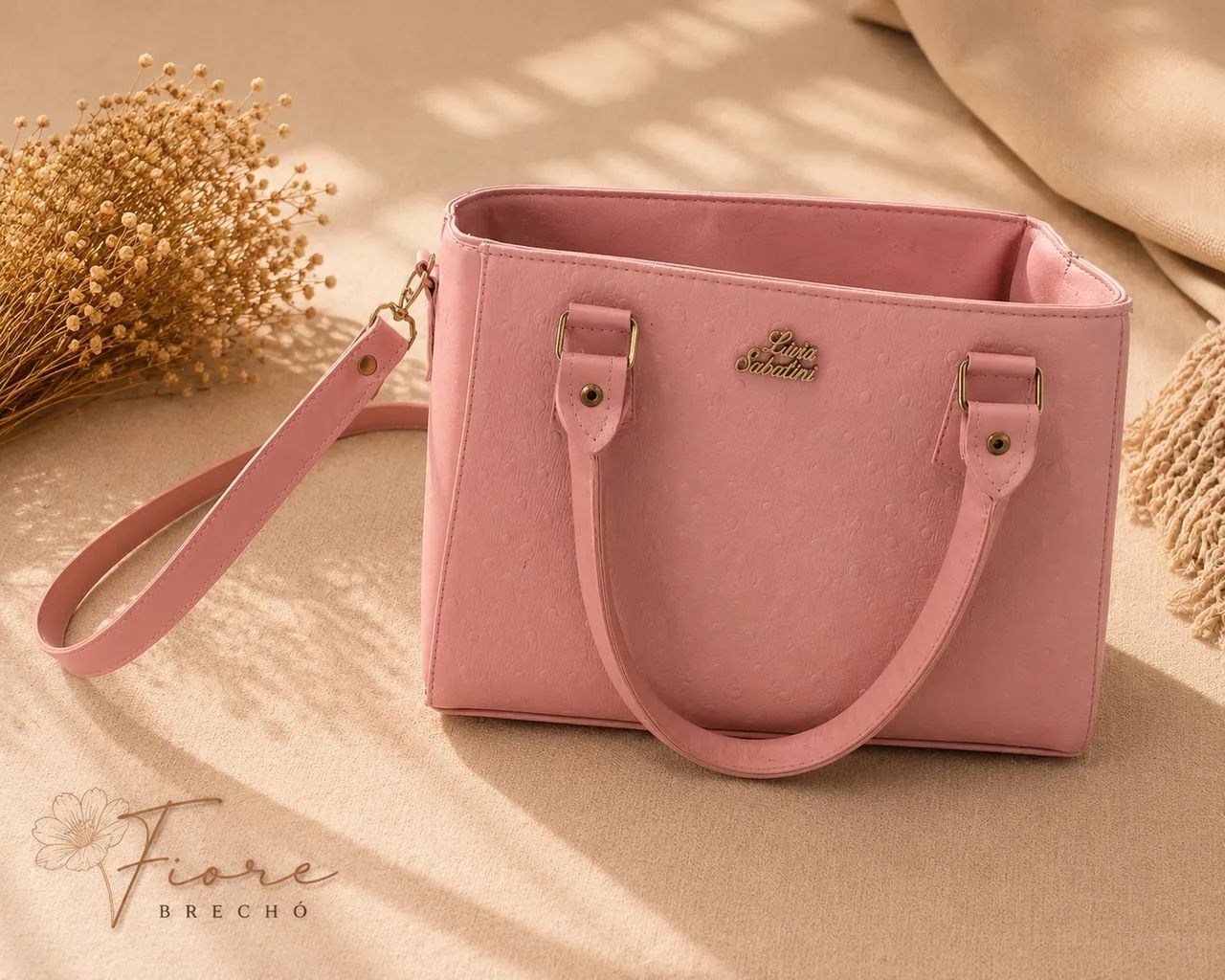 Bolsa rosa | alça de mão e transversal