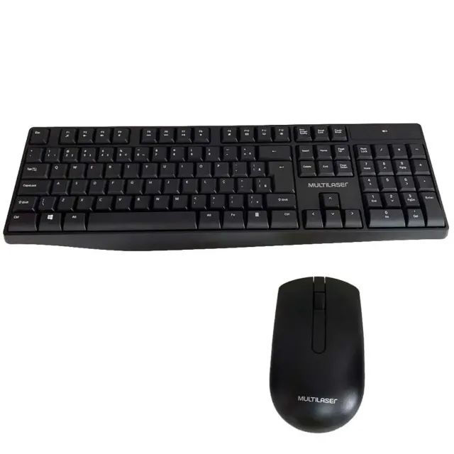 Kit Teclado e Mouse Sem Fio 2.4ghz Multimidia Usb Multilaser Preto Com Pilhas - Foto 3