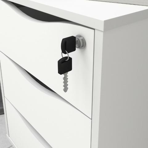 Gaveteiro 3 gavetas 100% Mdf com chaves cor branco - Foto 3
