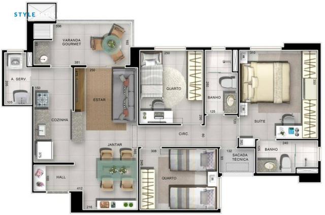 Villaggio Calábria 2 e 3 Quartos com churrasqueira na sacada - Foto 18