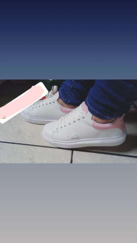 tenis lacoste branco e rosa