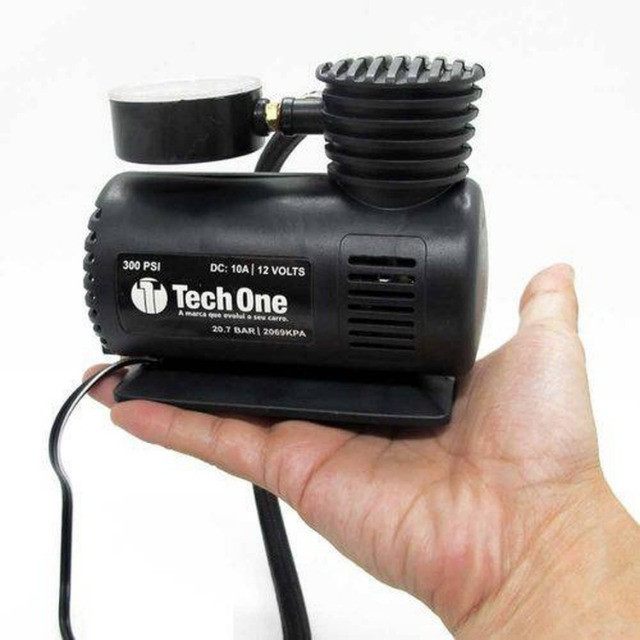 Mini Compressor De Ar 300psi 12V - Cabo 3mts - TechOne