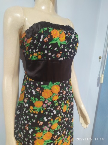 Vestido feminino floral M Longo, tomara que caia - Foto 2