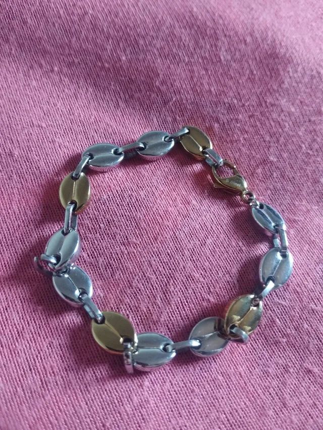 Pulseira de aço, prateado e dourado! pouco uso, não escurece - Foto 2