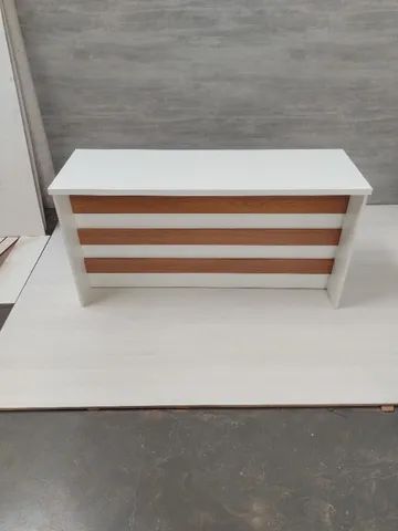 mesa reta com detalhe canelado branca 150cm - Foto 2