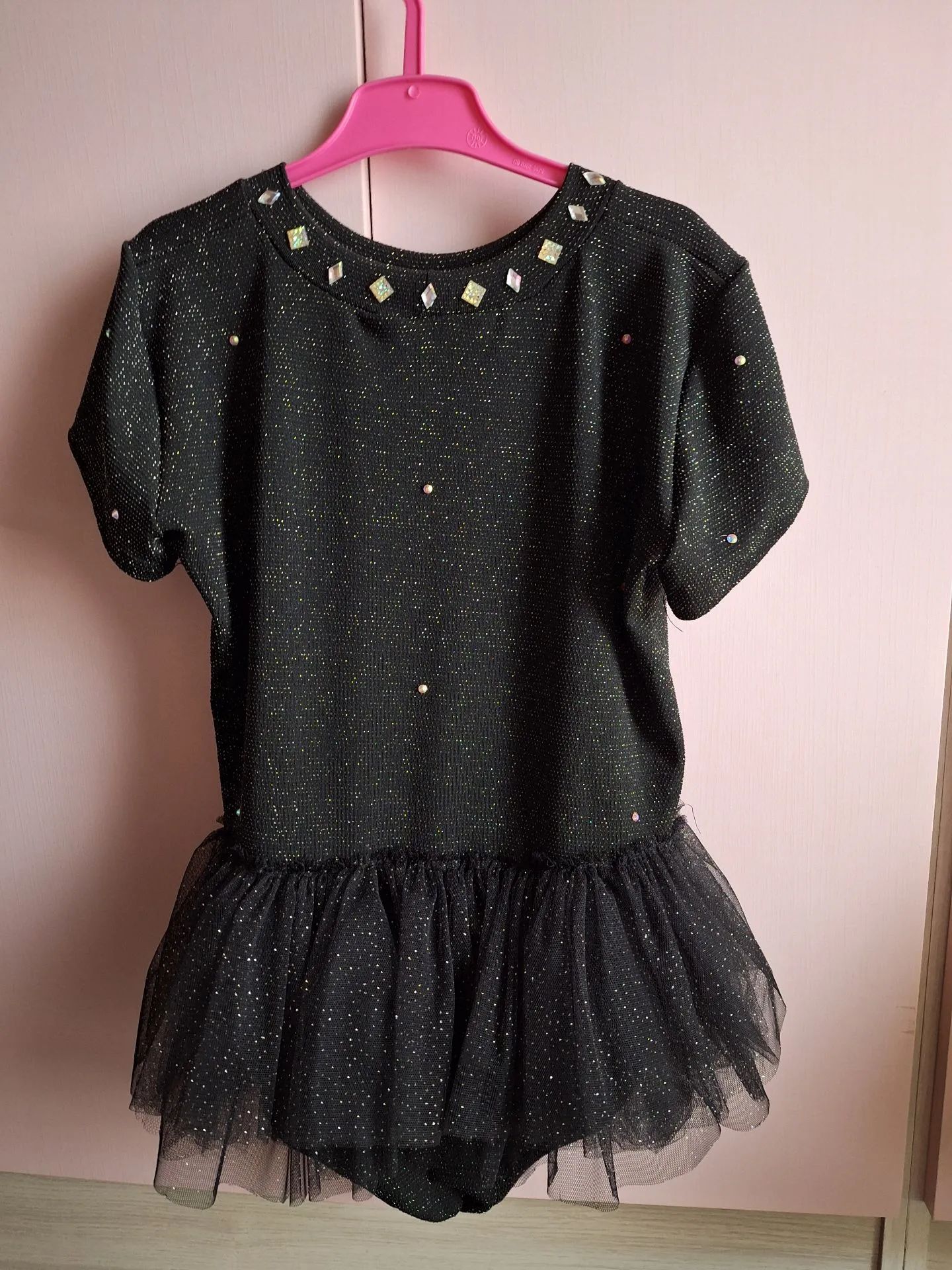 Fantasia infantil / figurino patinação collant preto com tule - Foto 2