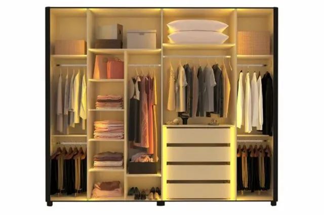 Guarda Roupa Casal Vidro Reflecta e LED 100%MDF r43 - Foto 3
