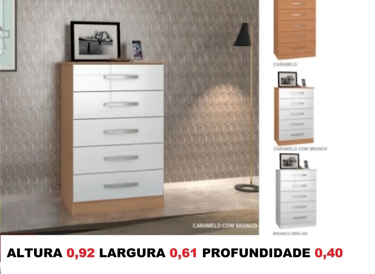 Comoda 5 gavetas 3 cores disponíveis 