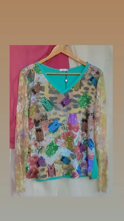 BLUSA EM CREPE DE MALHA C/RENDA - Foto 4
