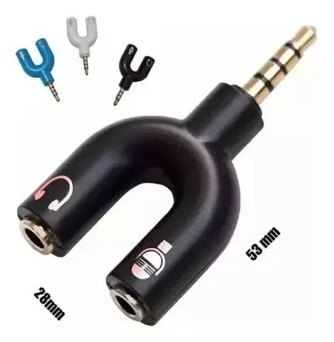 Adaptador Splitter P3 Headset Fone Microfone P2 X P3 Audio - Foto 3
