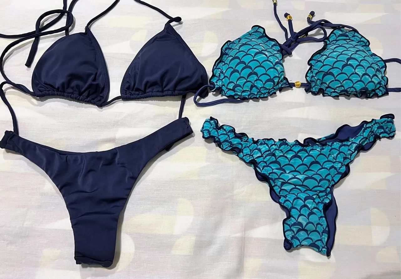 2 Conjuntos de Biquini Azul e Sereia 
