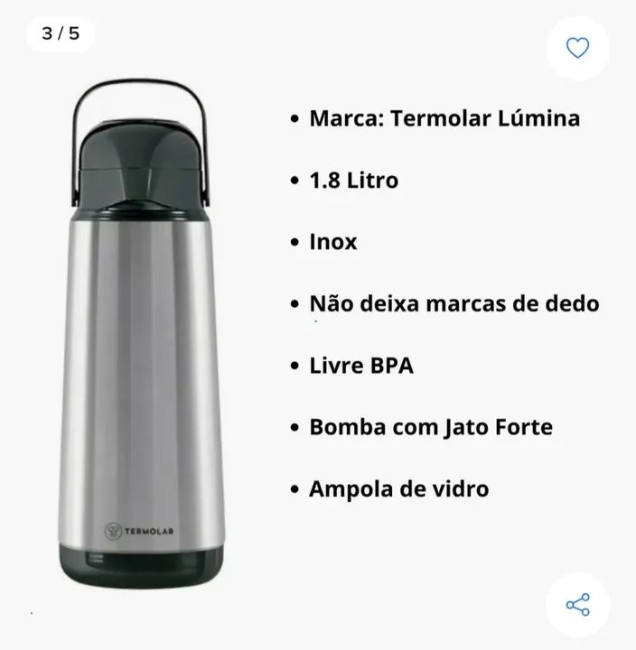Garrafa Térmica Termolá 1.8 Litro -  - Foto 2