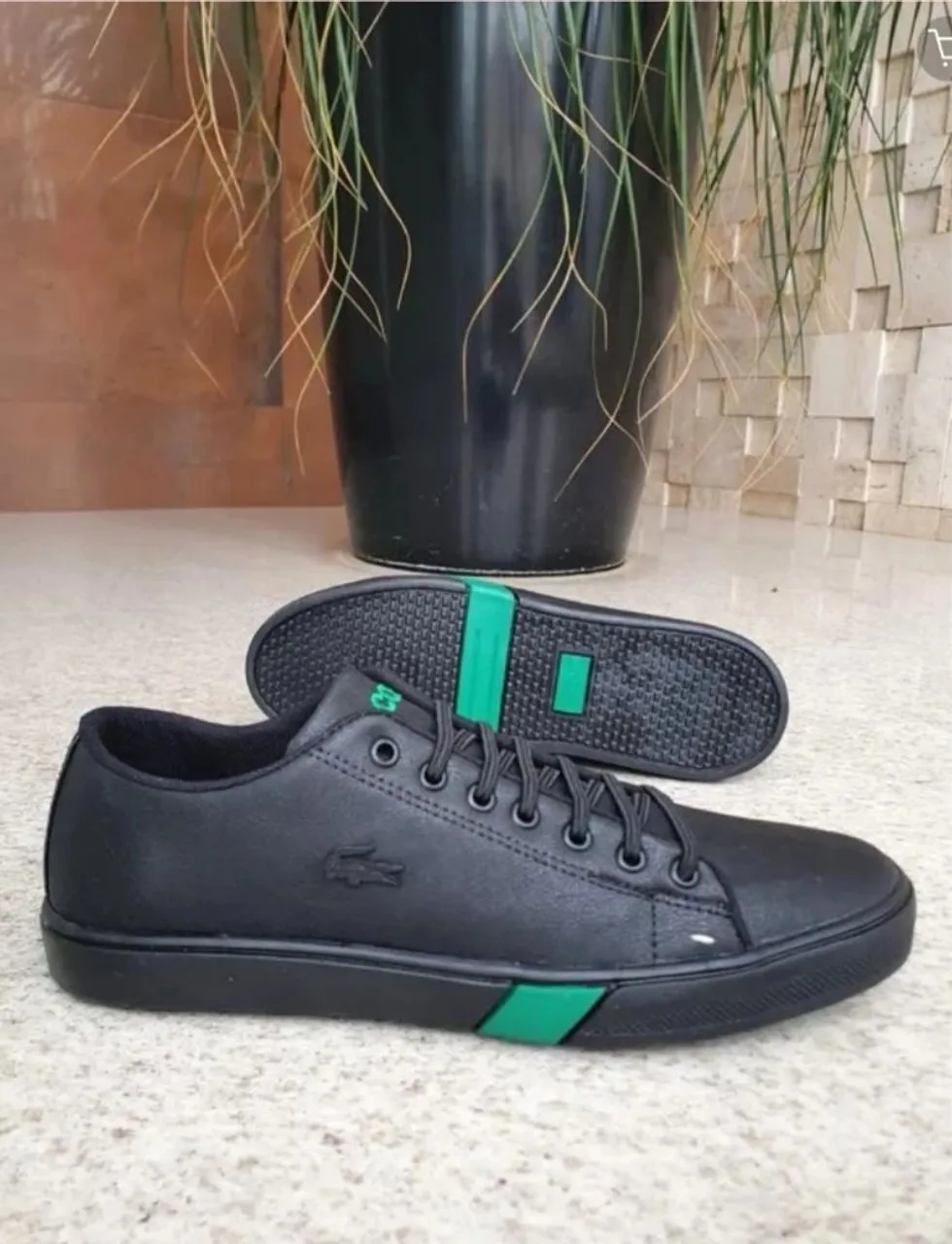 Tênis Lacoste Masculino Preto com Detalhes em Verde