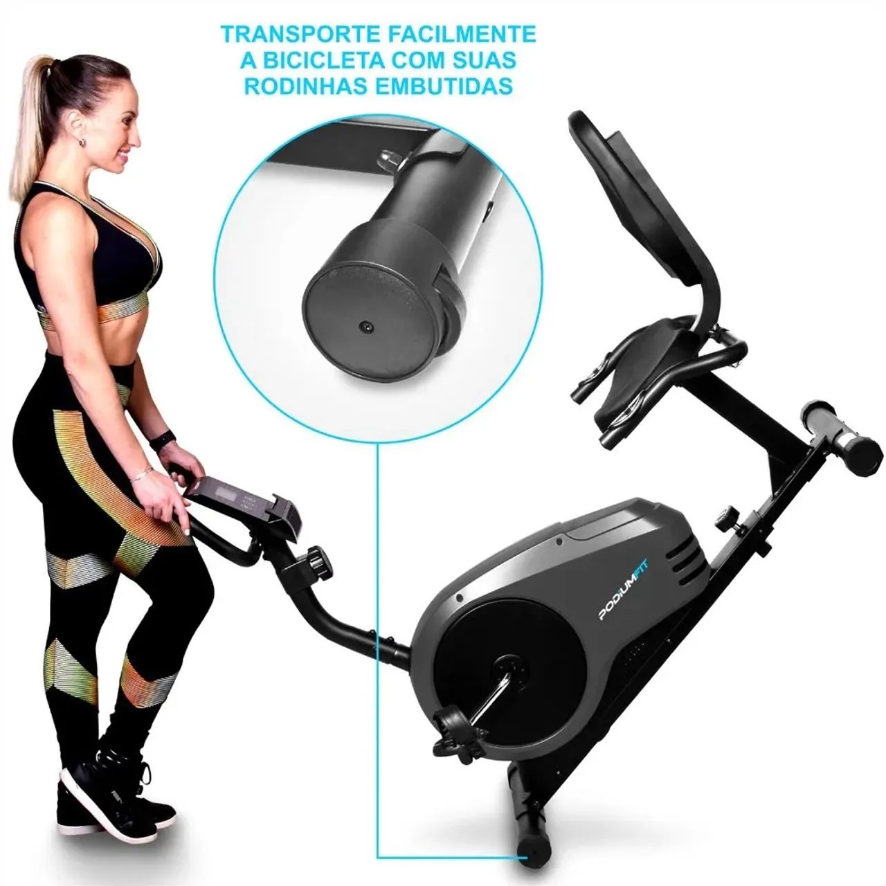 Bicicleta Ergométrica Horizontal PodiumFit H300 - Magnética - 8 cargas - Foto 2