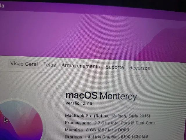 Macbook Pro 13" 2015 SSD 256 8GB Bateria nova - Foto 2