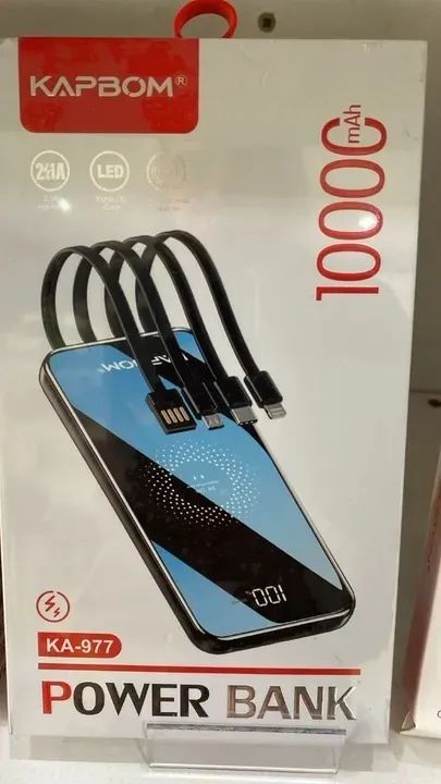 Carregador Portátil Power Bank - Indução Sem Fio 10000mAh C/Cabos - Loja COimbra Entrega