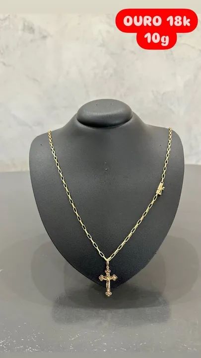 Cordão de Ouro 18k com pingente Cruz - 10g 70cm