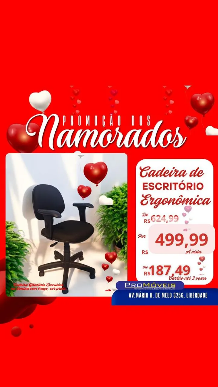 Cadeira de Escritório Ergonômica - PRESENTE DIA DOS NAMORADOS