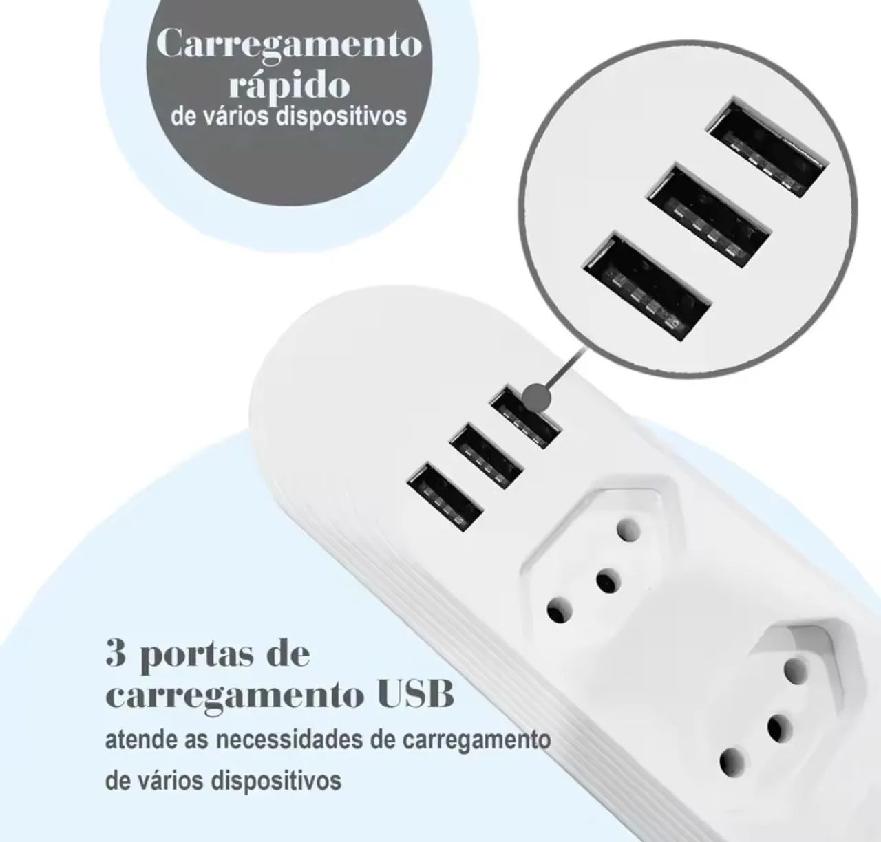 Extensor de tomada com carregamento USB