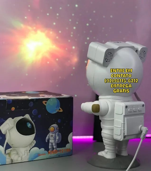Projetor Astronauta Luminária Com Controle e Bluetooth  - Foto 2