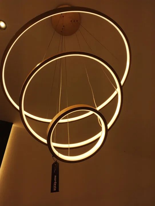 Lustre Moderno de Aço Inoxidável com 3 Anéis 70w  - Foto 5