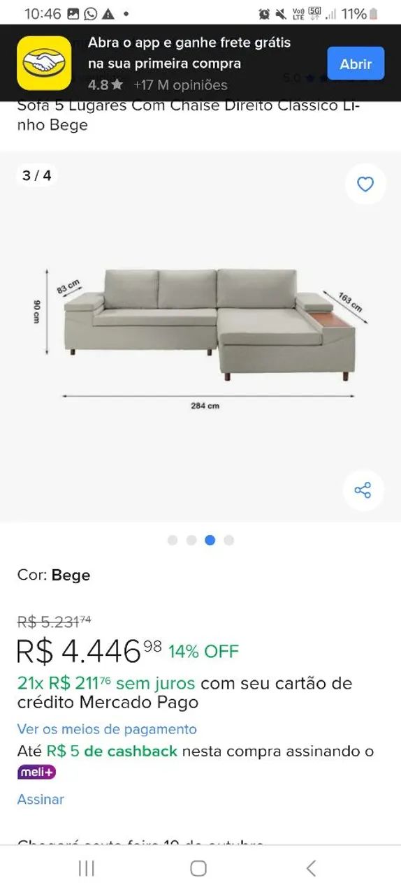 Sofá em linho 5 lugares - Foto 3