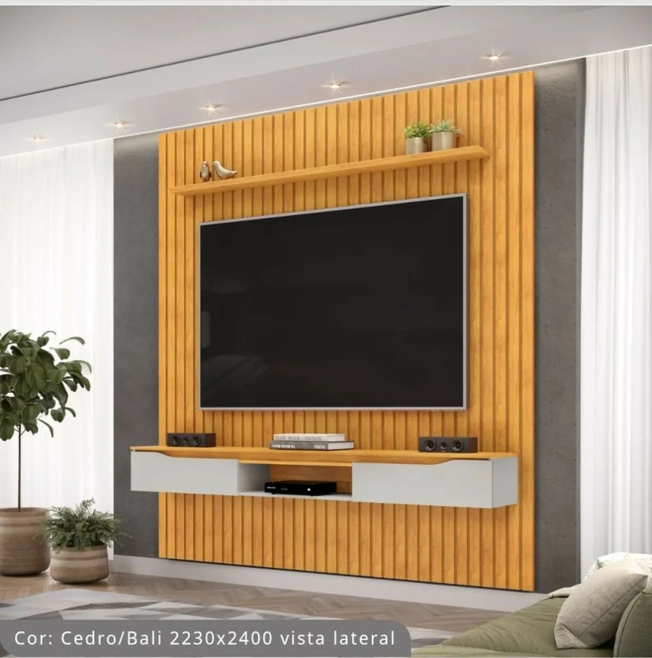 Painel de TV Cedro/Bali - Design Moderno