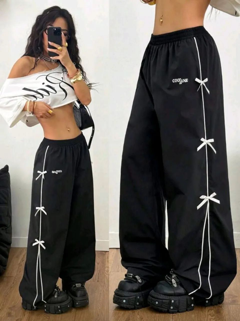 Calça Wide Leg SHEIN Preta (Tamanho G)