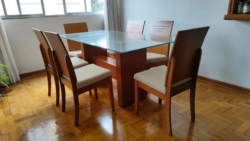 Mesa Tampo de Vidro e 6 cadeiras - Foto 2