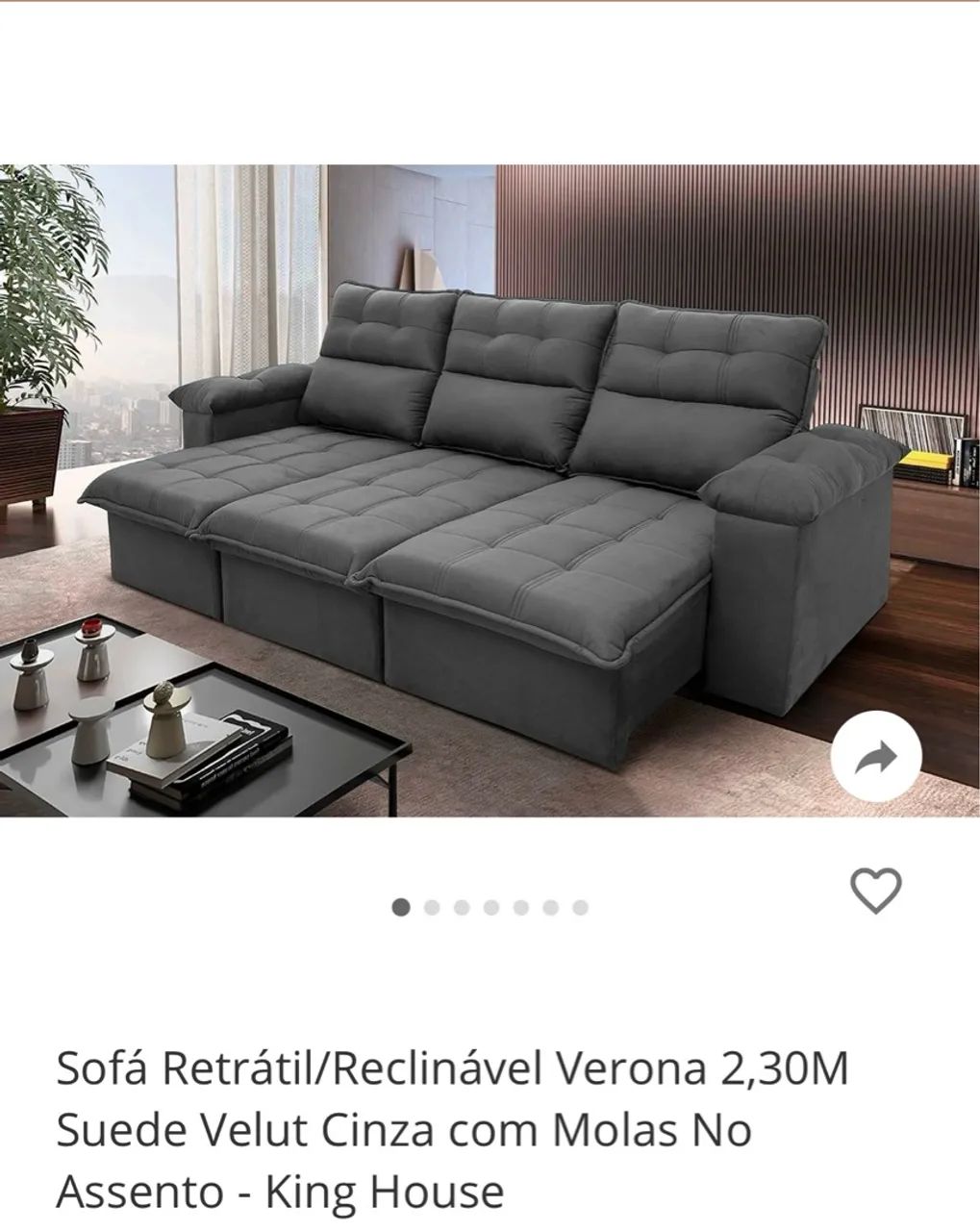 Sofá Retrátil/Reclinável com molas no assento. 