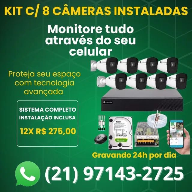 PROMOÇÃO  - KIT 8 CÂMERAS COMPLETO INSTALADO!!