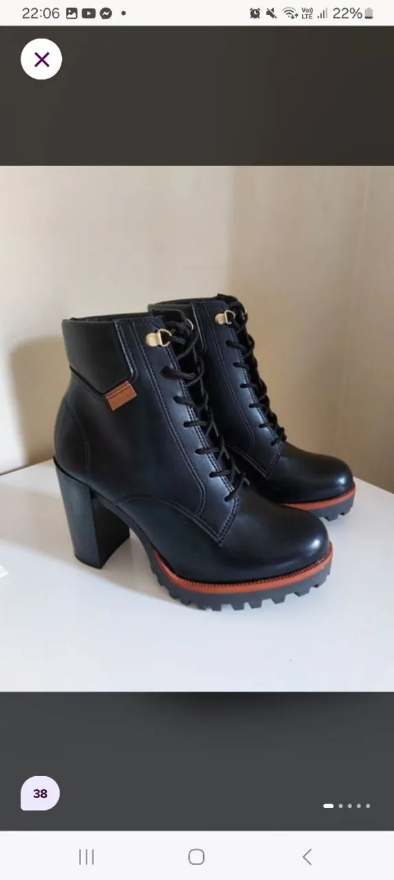 Bota Feminina Preta Salto Bloco