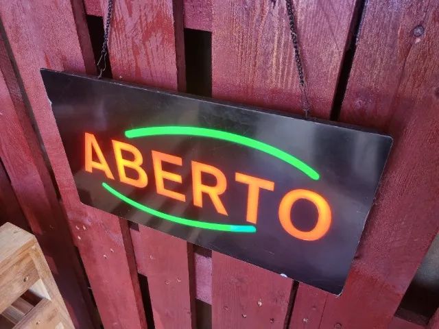 Placa de LED "ABERTO" - Pronta pra usar, com luz neon - Foto 3