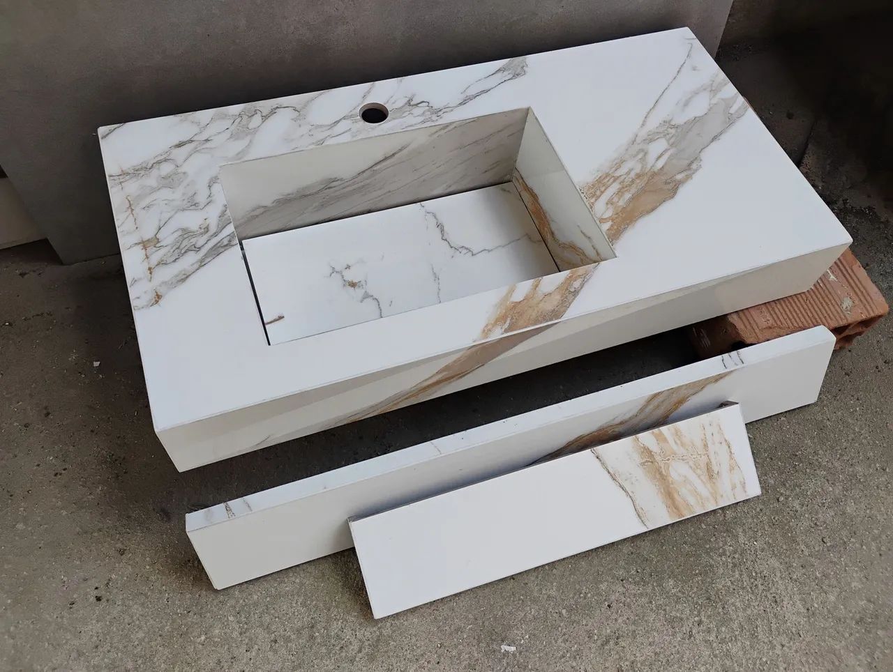 Pia Esculpida Porcelanato 70x35 - Foto 5