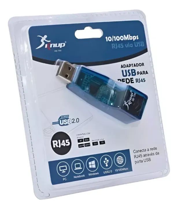 Adaptador Usb 2.0 P/ Rede Rj45 Hb-t66 Realtek 10/100mbps