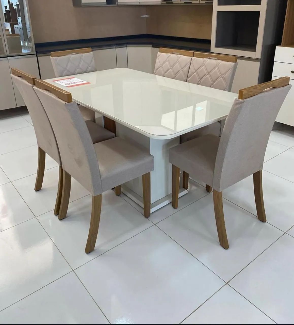 Mesa de jantar moderna c/6 cadeiras 