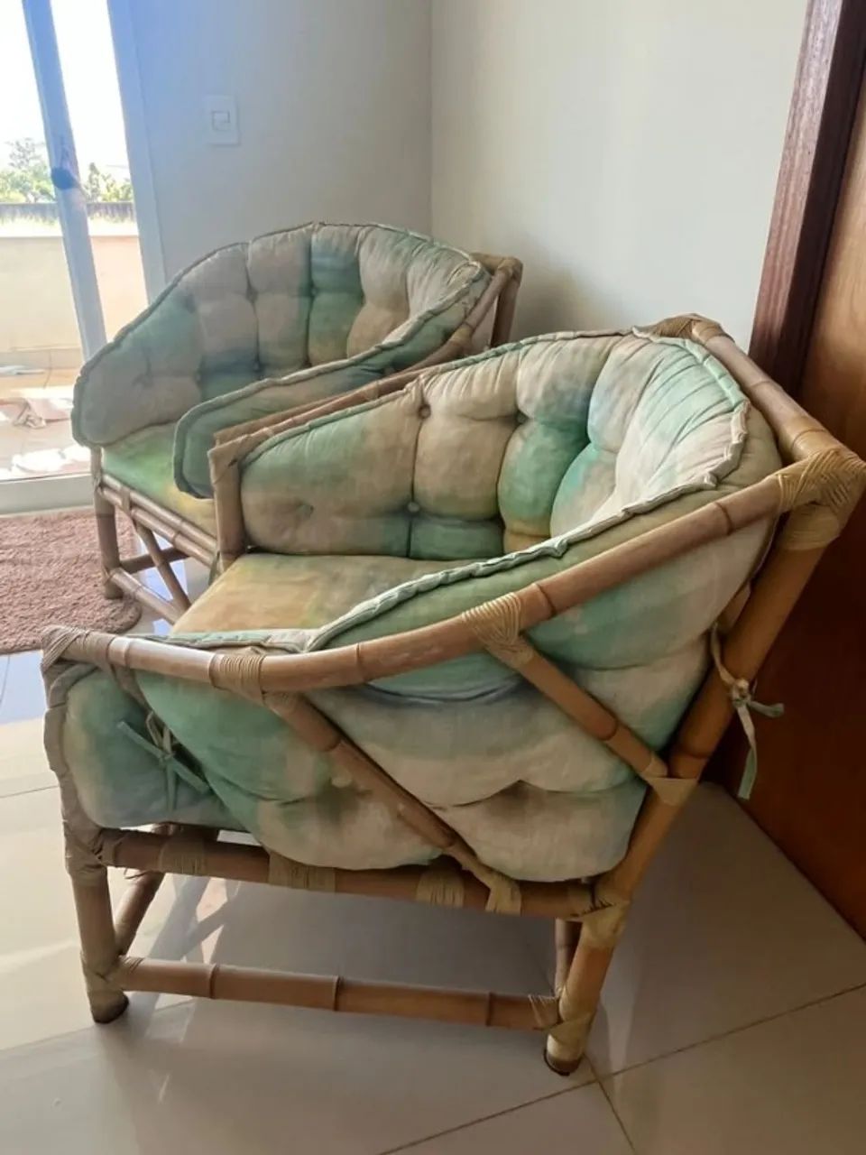 Cadeira poltrona de bambu com almofadas - Foto 2
