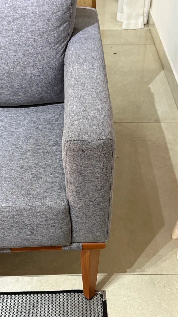 Sofá de linho cinza 2 lugares  - Foto 4