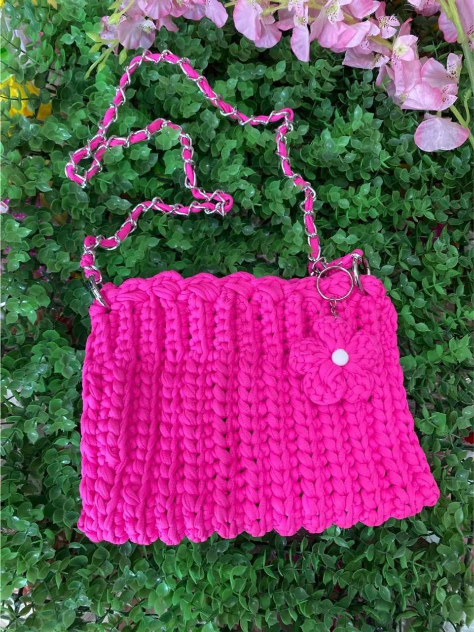 Bolsa de crochê malha fio - Foto 3