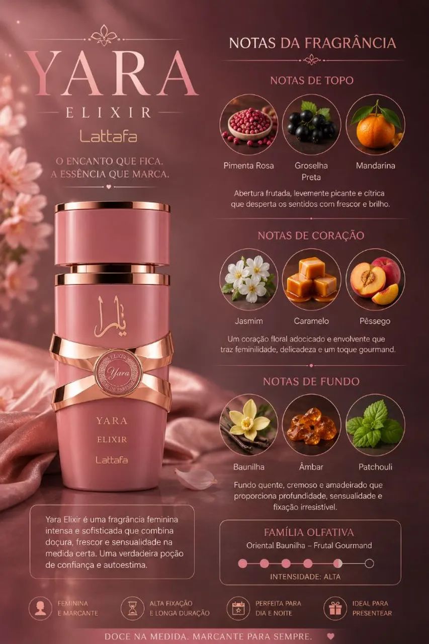 Perfume Yara Elixir Lattafa - Feminino - Lacrado - Original - Foto 3