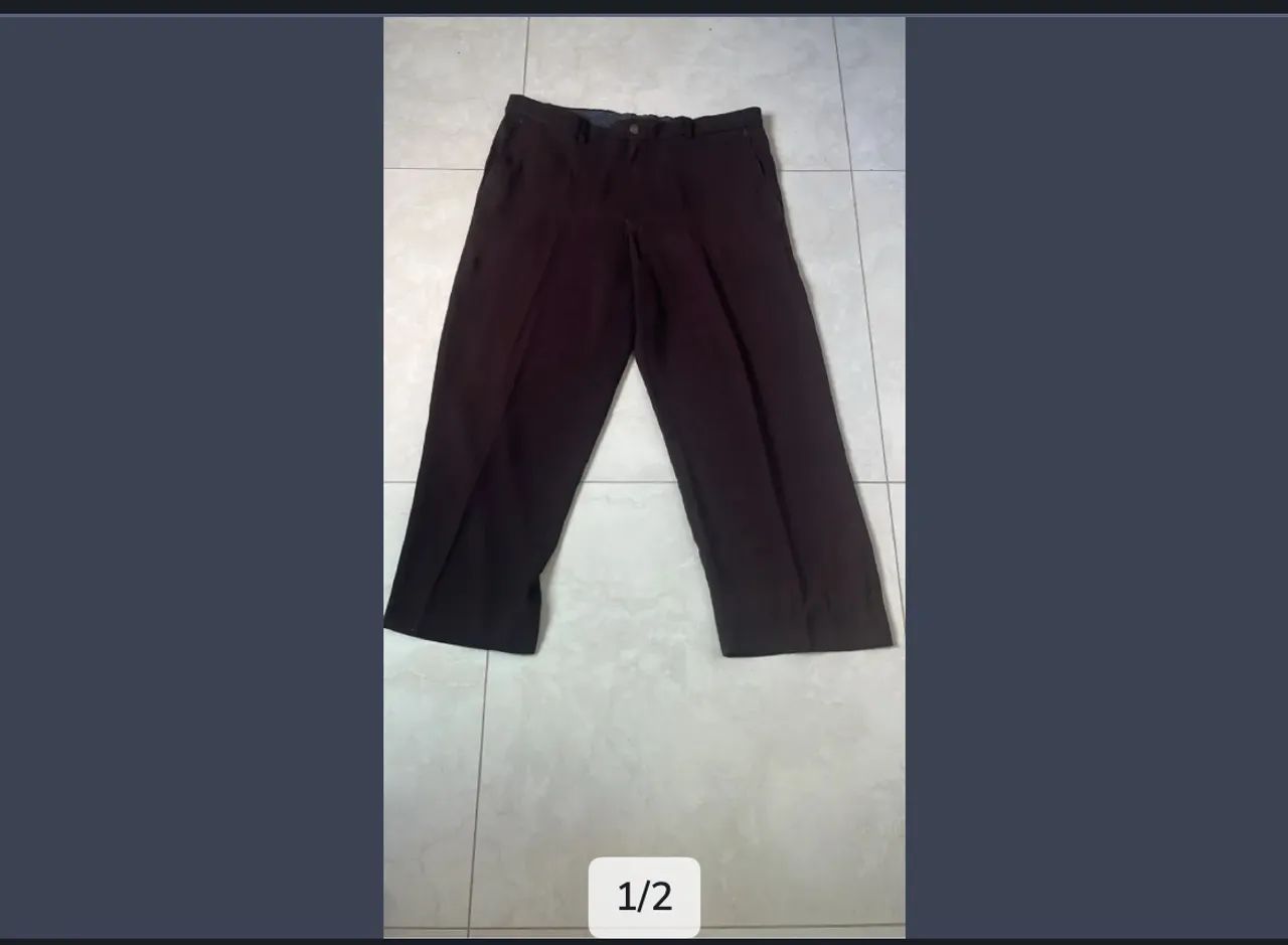 Calça social masculina na cor marrom, microfibra, TAM. G. 