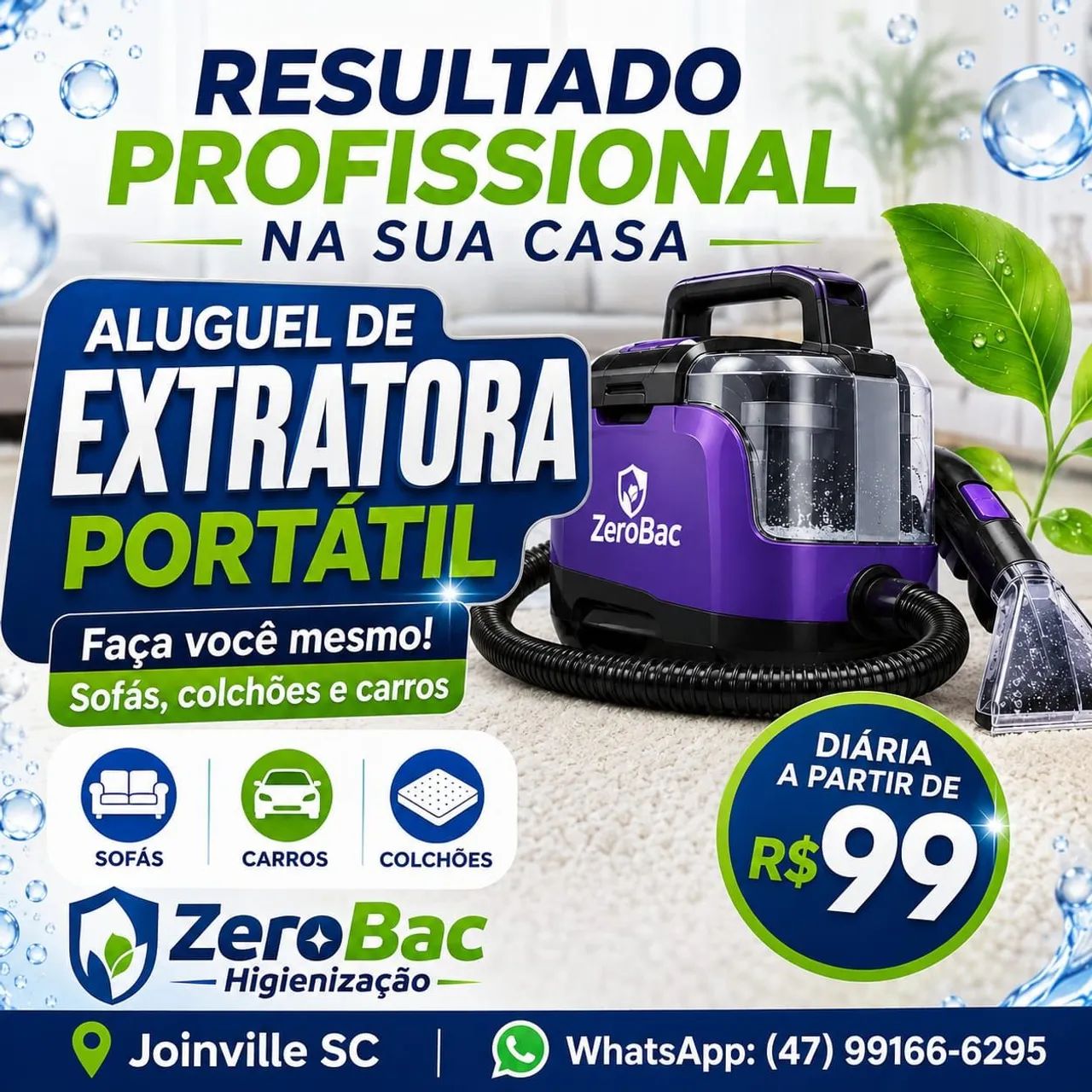 Aluguel Extratora 99 reais Joinville 