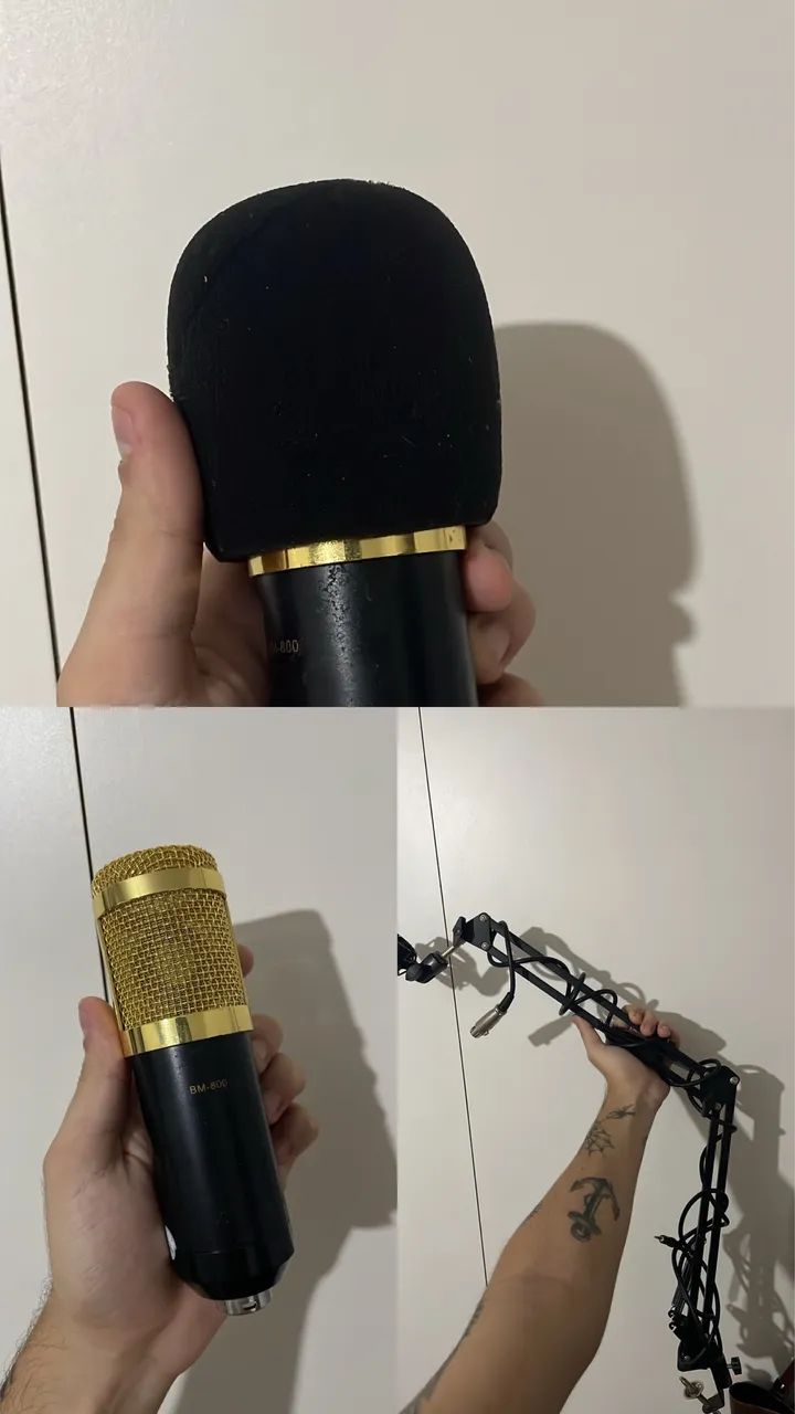 Microfone BM800 + Suporte Articulado