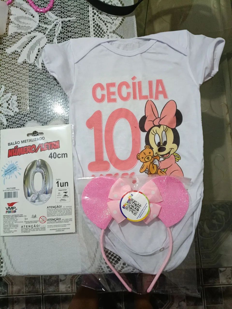Tiara e Body Mêsversário Minnie 