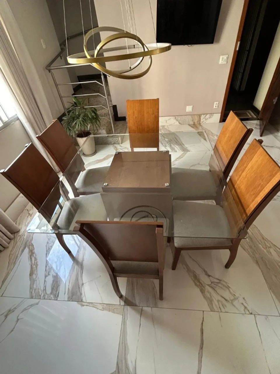 Mesa MADEIRA MACIÇA Jantar com 6 cadeiras