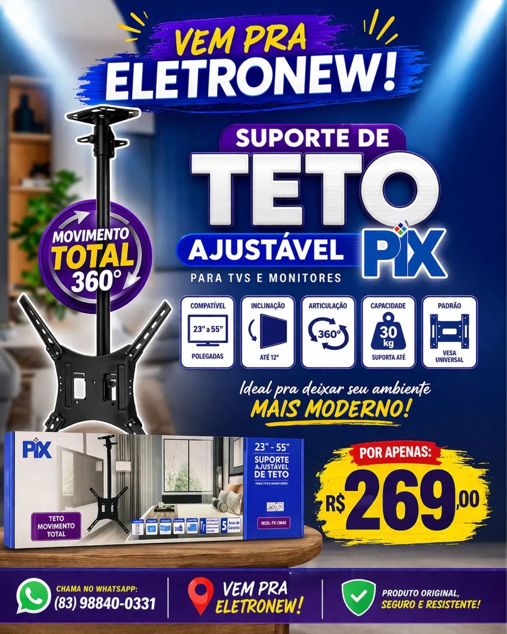 Suporte de teto para TV