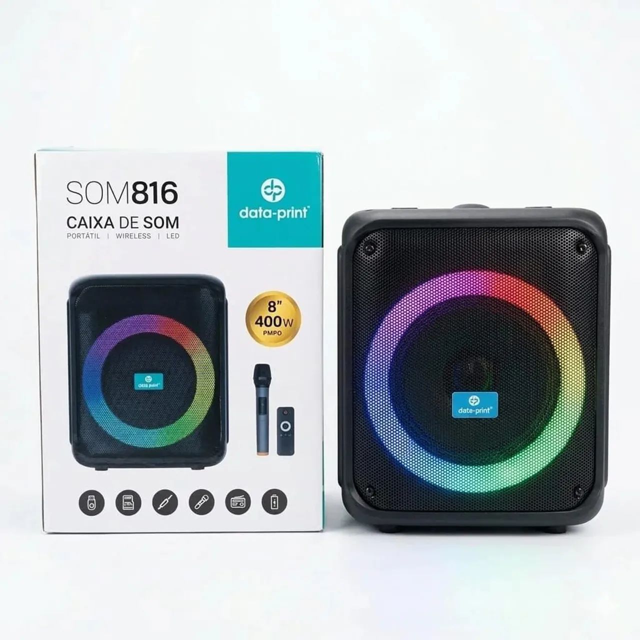 Caixa de som com microfone .